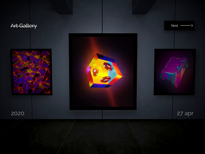 Art Gallery App 3d 3d animation 3d art adobe xd after effects app art artwork c4d cinema4d concept dark gallery motion motion design motion graphics navigation qr code render