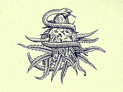 Twisted Bud branding bud etching hand drawn illustration old school scratchboard snake vector vintage weed woodcut