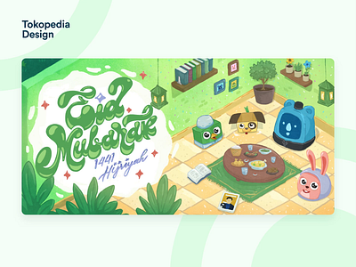 Tokopedia - Eid Mubarak 2d animation 2d character animation brand identity branding character character design design eid mubarak identity illustration mascot tokopedia