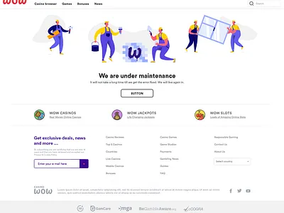 Maintenance page 404 affiliate casino igaming ilustrations toplist wow