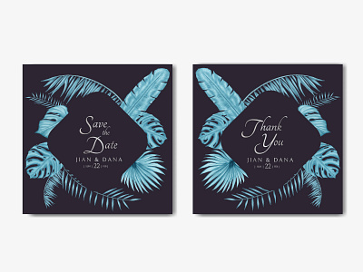 Beautiful wedding invitation card template with tropical leaves background bouquet card engagement exotic floral flower frame illustration invitation leaf leaves love mariage monstera summer template tropical watercolor wedding