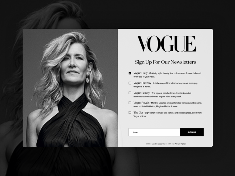 DAILY UI #003 - Landing Page animation dailyui design landing page principle ui vogue