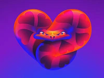 Love Serpent 🐍🩷 gradient graphic design heart illustration serpent snake symbol valentine