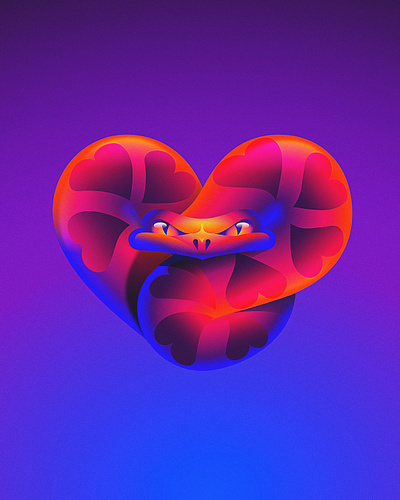 Love Serpent 🐍🩷 gradient graphic design heart illustration serpent snake symbol valentine