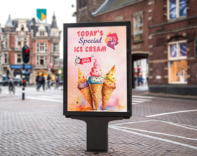 ice~cream design banner banner design billboard design branding brochure design flyer graphic design ice cream poster design signage social media graphics stationery design web banner design