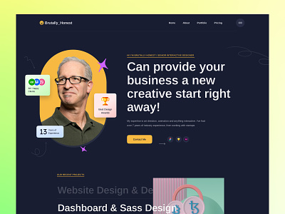 Personal Portfolio Landing Page Design UI branding clean creative dark figma landing page landing page design personal portfolio portfolio ui ui design ux ux design web design web ui webflow website design