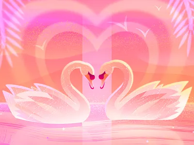 Valentine's Day 2025 animals bird illustration love love birds nature swans valentines day vector
