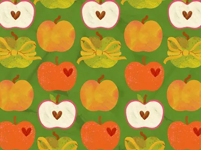 Sweet Apple's Day! apples cute design digital illustration happy valentines day illustration pattern pattern design robin sheldon surface design valentines day