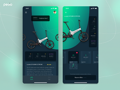 Pedo - A Bike Rental App (Part 1) bike app bike rental bike rental app dark mode app ios app rental app