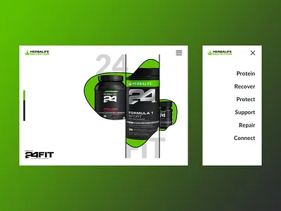 Herbalife Nutrition 24 branding design flat landingpage minimal typography ux website
