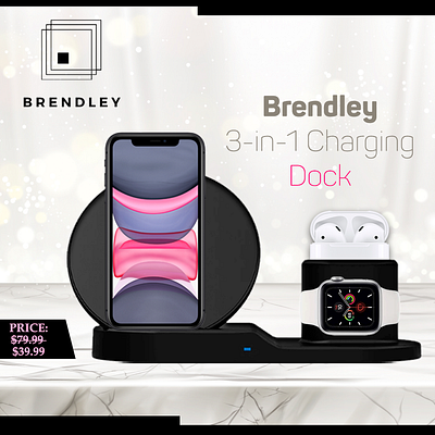 Brendley 3-in-1 Charging Dock banner ads branding design illustration illustrator logo masking photoshop social media ui