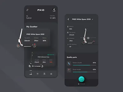eScooter App Concept app appconcept appdesign appstore company dark ui darkmode escooter interface iphone management mobileappdesign scooter scooters ui uiux userexperience userinterface ux