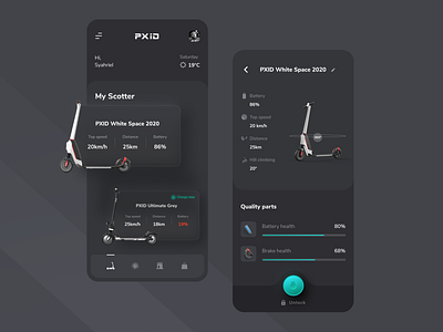eScooter App Concept app appconcept appdesign appstore company dark ui darkmode escooter interface iphone management mobileappdesign scooter scooters ui uiux userexperience userinterface ux
