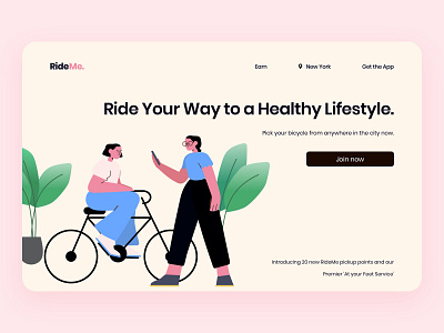 RideMe Landing Page branding clean interaction landing minimal mobile renting service servicedesign ui ux vector webdesign website website concept