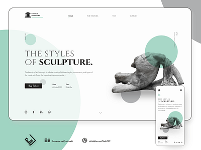 Museum And Art Website cool design illustration landing page design landingpage latest trend minimalist mobile design museum art museum of art product design sculpture illustration simplicity tranding webdesign website webtemplate