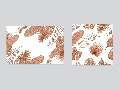 Summer tropical leaves background and seamless pattern background card exotic floral frame holiday illustration invitation leaf leaves monstera pattern plant poster seamless summer tropical wallpaper watercolor wedding