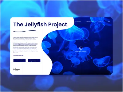 Jellyfish Project Landing Page - UI Website art direction desktop digital design donation experience design figma interface interface design jellyfish landingpage marina ocean ocean life sea ui uidesign user interface videoplayer web web design