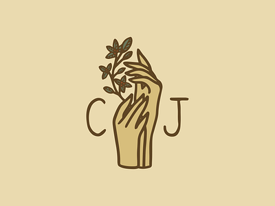 Cascara Jewelry - Monogram badge branding hands icon illustration jewelry logo plant procreate