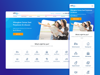 CekAja: Home Page app cards design finance fintech icons landing page mobile navigation responsive design ui ux web