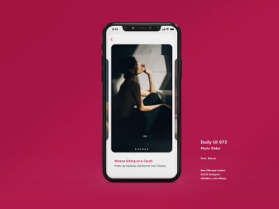 Photo Slider #072 DailyUi Challenge app appdesign dailyui dailyui072 dailyuichallenge design gradient interface interfacedesign photo phtographer pinterest slider ui uidesign xd