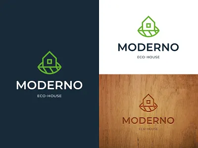 Eco-House Logo brand designer graphic designer house logo logo designer logo for construction logo for real estate logo for sale logo maker logoground modern logo property stock logos