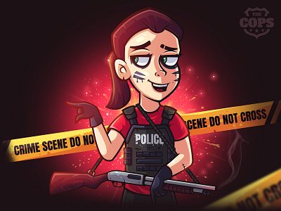 The Cops: Helen art assault character character design cop creative crime design explosion flat girl illustration police police officer shotgun swat vector