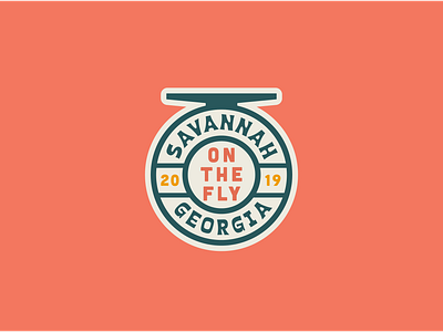 On The Fly Patch badge badge logo branding design fishing fishing reel fly fishing logo patch typography vector