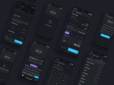 Dark Mode POS App app checkout dark interface dark mode iphonex item item selection modifiers night mode pos ui ux