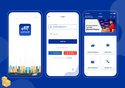 Justship Goods Transport Services App Design animation app design branding design graphic design illustration illustrator mobile app design mobile design ui design ux web webdesign
