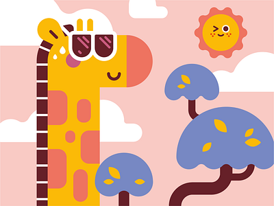 Hot up here character character art character design clean design cute design digital art flat design flat illustration giraffe giraffes hot icon illustration illustrator soft colors sun vector vector art vector illustration