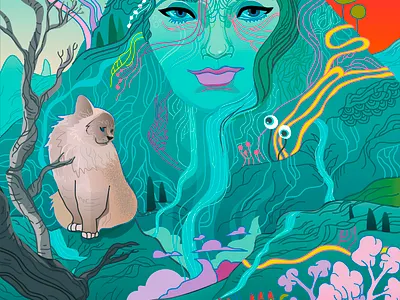 holy mountain art cat character design design editorial art editorial illustration fine art illustration illustration art landscape mountain vector