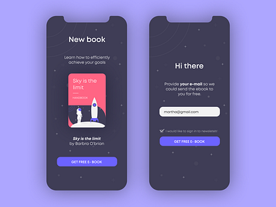 In Stock app app design dark blue e book e mail form form giveaway mobile promotion submission form ui