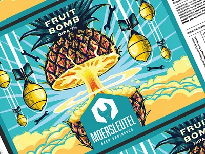 Fruit Bomb Beer Label beer beer desginer beer label bomb brewery citrus craft beer dipa fruit fruit bomb graphic design illustration ipa label label design label designer package design pineapple