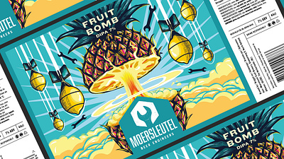 Fruit Bomb Beer Label beer beer desginer beer label bomb brewery citrus craft beer dipa fruit fruit bomb graphic design illustration ipa label label design label designer package design pineapple