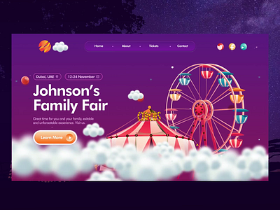 Traveling Fair animation circus cloud colors fair fairy festival illustration motion neumorphic story typography ui web website