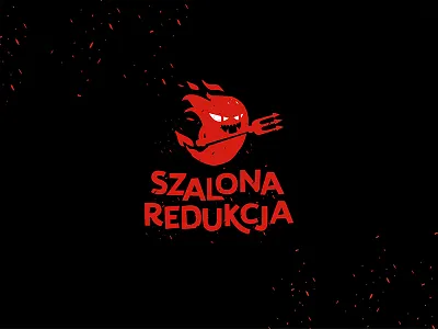 SZALONA REDUKCJA angry crazy devil drying fire fitness fitness game identity logo slimming trident