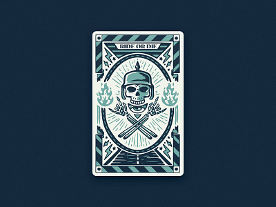 Skull Card biker bones branding card character eye flames highway illustration retro skull typography vector vintage