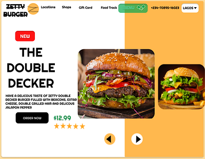 ZETTY HOME PAGE branding branding design burger colors creativity food frontend logo menu minimal mobile mobile ui slides ui uiux ux web webdesign website