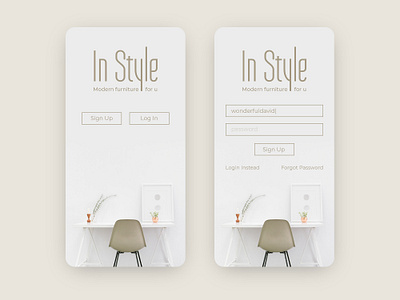 Daily UI 01 -Sign Up android app daily ui daily ui 001 furniture iphone login sign up ui uiux ux