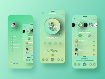 Music app light concept gradient interface interaction design ios iphone app design minimal mobile mobile app mobile app design mobile ui music music player neumorphic neumorphism neumorph skeumorphism player ui user experience user experience design user inteface user interface design ux web