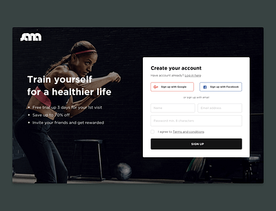 Fitness studio website - sign up create account fields fitness fitness studio website forms gym membership sign in sign up sign up form ui design webdesign website design