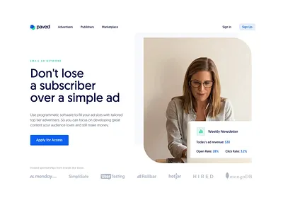 Paved Landing Page ― Animation Concept ad advertiser after effect animated bid cards chart concept cpa earnings elements email interaction landing landing page marketing newsletter parallax promo targeting