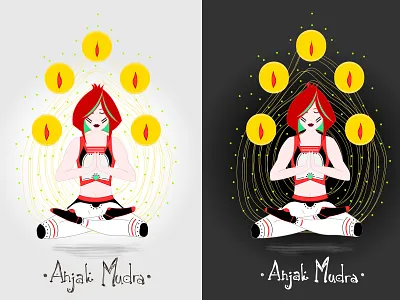 Charachter illustration - Yogi - Anjali Mudra bright colors character illustration characterdesign girl illustration illustrator meditation vector character woman illustration yoga pose yogi