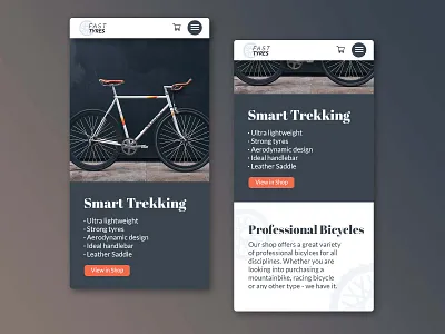 Bicycle Shop Mobile adobe bicycle bike bike shop drafts homepage minimal mobile mobile view photoshop responsive responsive design shop ui ui design uiux user interface ux website website design