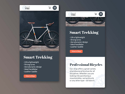Bicycle Shop Mobile adobe bicycle bike bike shop drafts homepage minimal mobile mobile view photoshop responsive responsive design shop ui ui design uiux user interface ux website website design