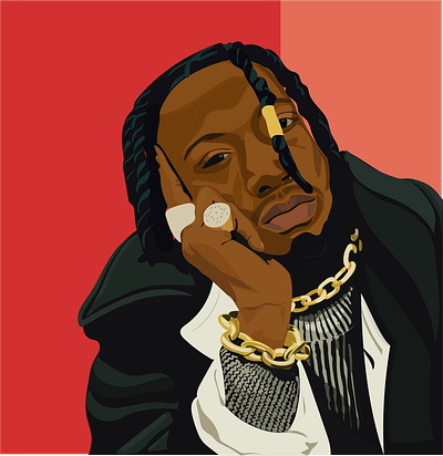 name that rapper chains coat gold hair illustration joey person portrait red rings twists
