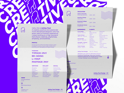 Creative Vitae bold brand branding creative cv cv design design dribbble freelance identity layout logo logo design minimalistic purple simple typography