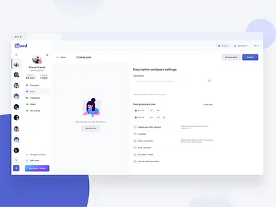Image drag and drop 🤠 for Posting SMM Service after effect app application figma minimal motion principle ui ux web website