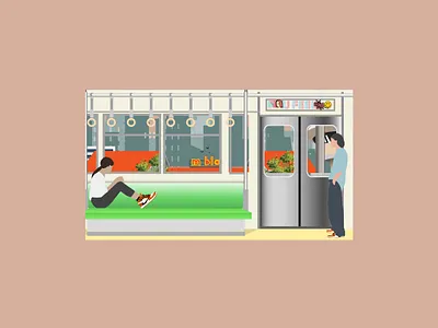 in the train with you design illustration poet railway subway train