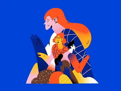 People character illustration shapes textures